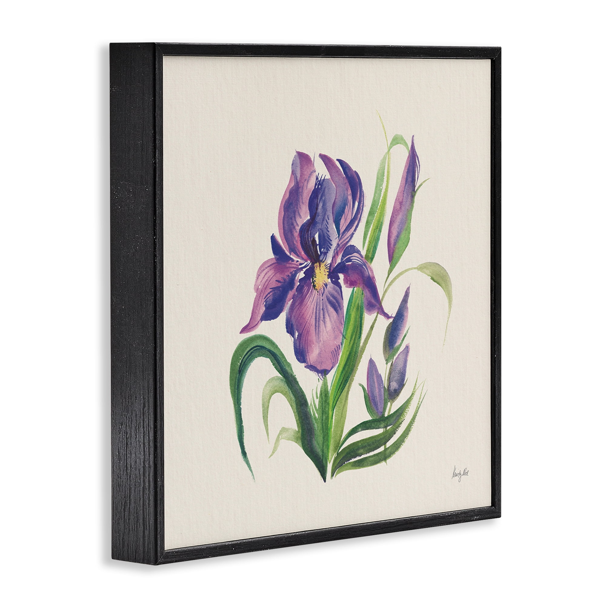 Stupell Industries Purple Iris Flower Botanical & Floral Painting Black Framed Art Print Wall Art, 12 x 12