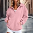 thumbnail image 4 of hoksml Women's Collared Sweatshirt, Half Button Long Sleeve Pullover Top with Pockets, Loose Fit Solid Color Casual, 4 of 8