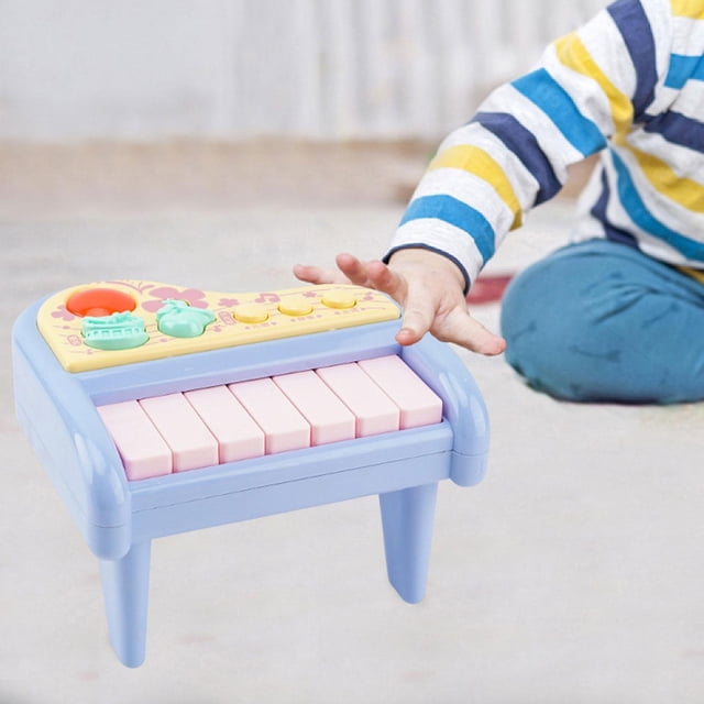 Juguete musical para bebé con luces, sonidos, regalo de cumpleaños, teclado electrónico portátil, teclado de piano musical para niños de 1 año y niñas Azul CUTICAT teclado piano