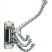 Brainerd Hinged Tri-Hook, Satin Nickel