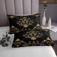 thumbnail image 3 of Manfei Gold Baroque Damask Coverlet Set Twin, Hippie Flower Floral Bedding Set, Vintage Victorian Bedroom Set, Breathable Bedroom Decorative, 2 Pieces, 3 of 6