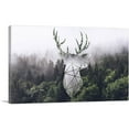 thumbnail image 1 of ARTCANVAS Foggy Forest Woods Canopy Deer Silhouette Canvas Art Print - Size: 12" x 8" (0.75" Deep), 1 of 9