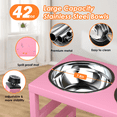 thumbnail image 6 of Pink Metal Raised Dog Bowl Stand for Large Dogs, Stronger Elevated Dog Bowls with Sprill Proof Mat, Dog Food & Water Bowls 10in Tall Dog Feeder (42OZ-Stainless Steel Dog Bowls, Mat-12x19 in), 6 of 7