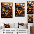 thumbnail image 4 of Designart "Eclectic Musical Collage I" Fashion Framed Wall Art - Modern Yellow Jukeboxes Entryway Framed Wall Art Print, 4 of 6