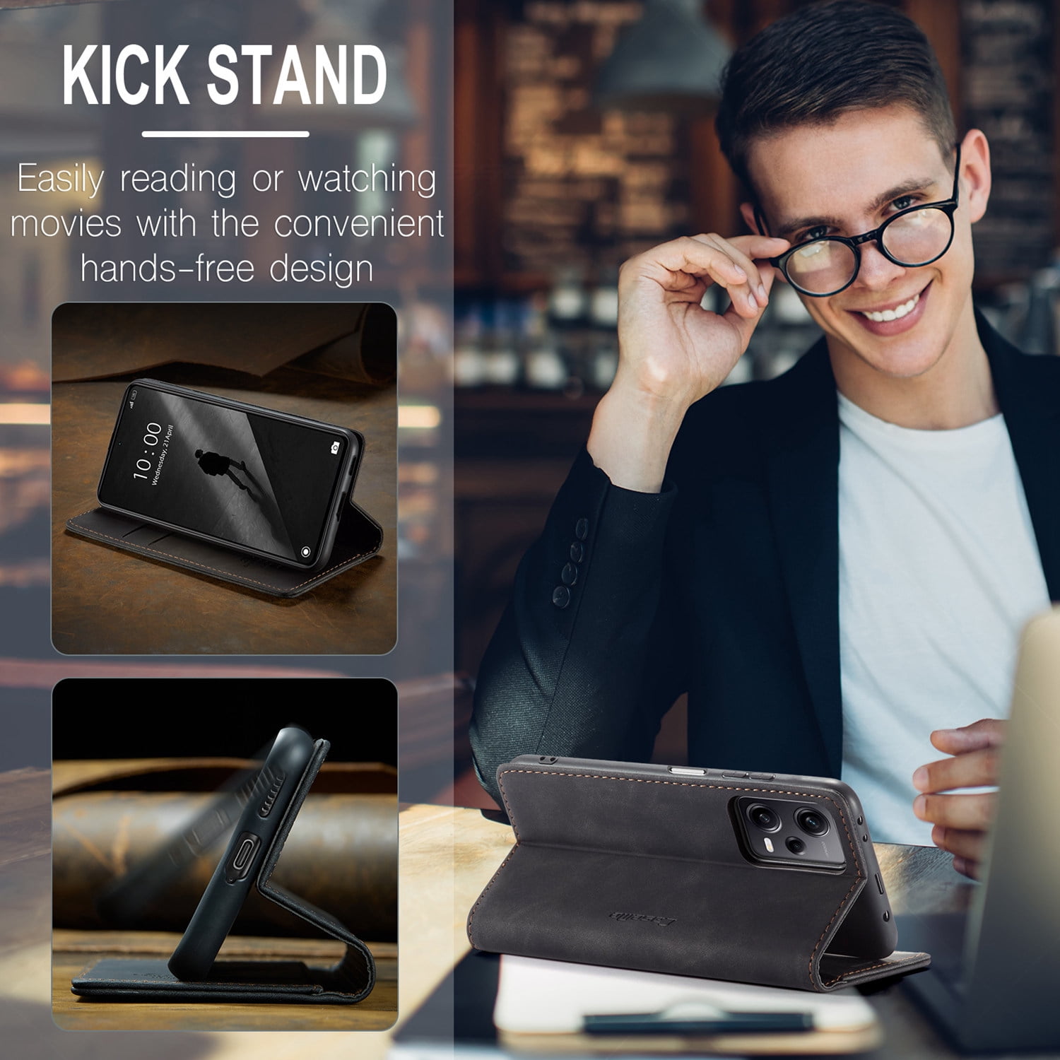 ETFAST Leather Wallet With Card Holder Zipper Phone Case For Xiaomi Poco X5 Pro High Quality Leather Phone Case