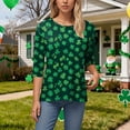 thumbnail image 4 of felwors St Patricks Day Shirt Women Plus Size Funny 3/4 Sleeve Cute Saints Tops Shamrock Shirts Lucky Irish Shamrocks Outfit (Dark Green, XL), 4 of 6