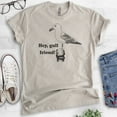 thumbnail image 2 of Hey Gull Friend Shirt, Unisex Women's Men's Shirt, Seagull Shirt, Beach Shirt, Animal Pun Shirt, Light Silk Gray, Small, 2 of 6