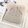 thumbnail image 1 of YOPTOP Bonnet en Tricot Doublé de Peluche avec Pompons Doubles - Chapeau d'Hiver Chaud et Extensible pour Femmes, Beige, 1 of 7