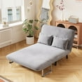 thumbnail image 4 of 3 in 1 Convertible Sofa Bed, 39″ Folding Loveseat Sleeper Sofa Bed with Adjustable Backrest and 2 Pillows, Velvet Tri-Fold Sleeper Sofa Chaise Lounge Couch for Home and Office, Light Gray, 4 of 8