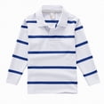 thumbnail image 4 of HCNTES Little Boys Long Sleeved T Shirt Striped Comfortable Polo Shirt Casual Versatile Tshirt(White,4-5 Years), 4 of 4