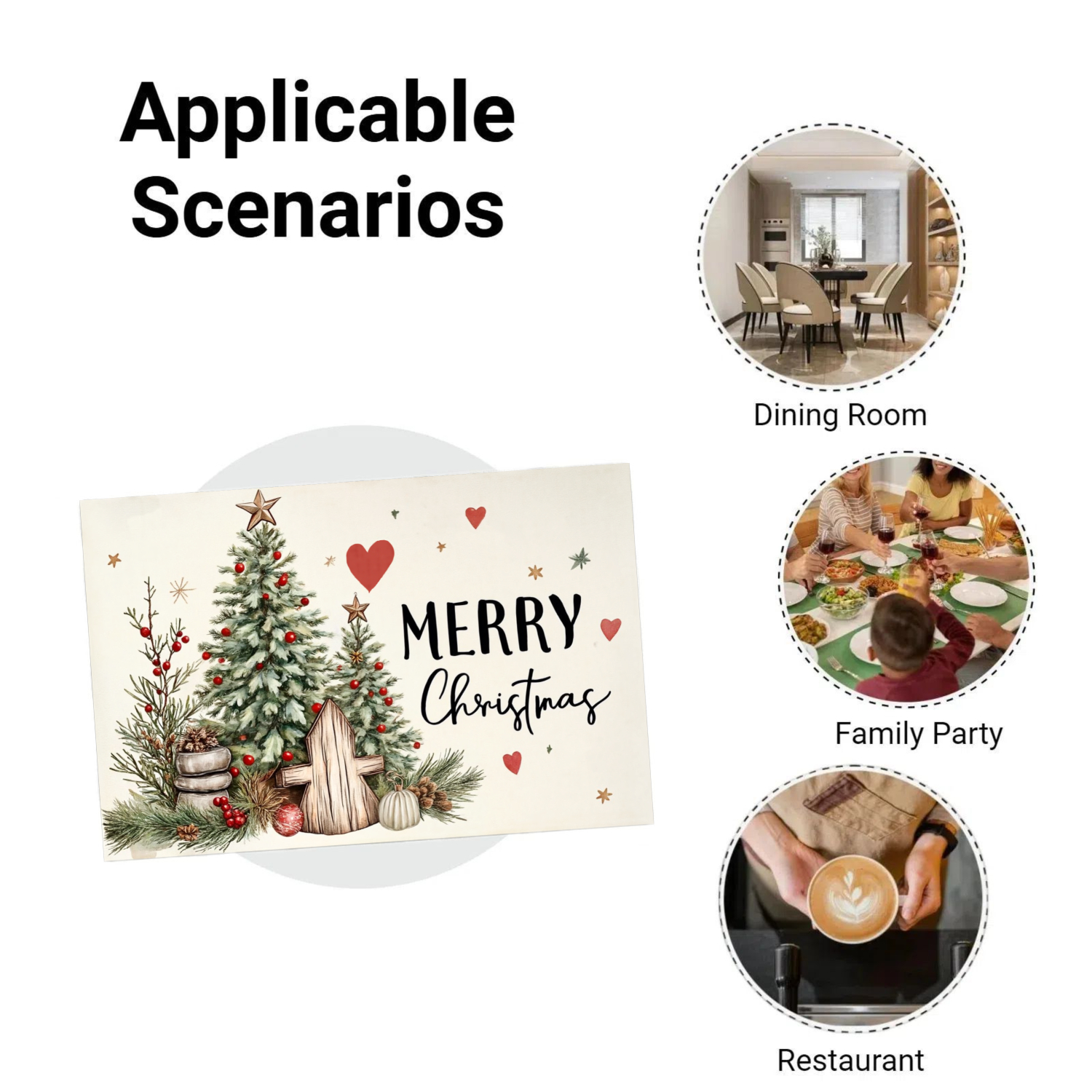 Jbralid Merry Christmas Tree Holiday Table Placemat Set of 6 for Home Kitchen Table Decor 12x18 inch