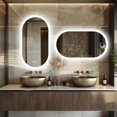 thumbnail image 2 of LUVODI  500x1000mm Oval LED Bathroom Mirror, Wall Lighted Vanity Mirror, Anti-fog, 3 Colors Dimmable Lighting, Smart Switch, Memory Function, 2 of 11