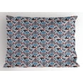 thumbnail image 1 of Ikat Pillow Sham, Ancient Geometrical Cultural Composition with Triangles Hipster Folkloric, Decorative Standard King Size Printed Pillowcase, 36 X 20 Inches, Coral Blue and Black, by Ambesonne, 1 of 2