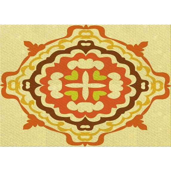 Ahgly Company Indoor Rectangle Patterned Papaya Orange Area Rugs, 7' x 9'