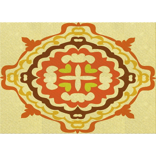 Ahgly Company Tapis d'Intérieur Rectangulaire Transitionnel Orange Lavable à la Machine, 2 Pieds x 4 Pieds