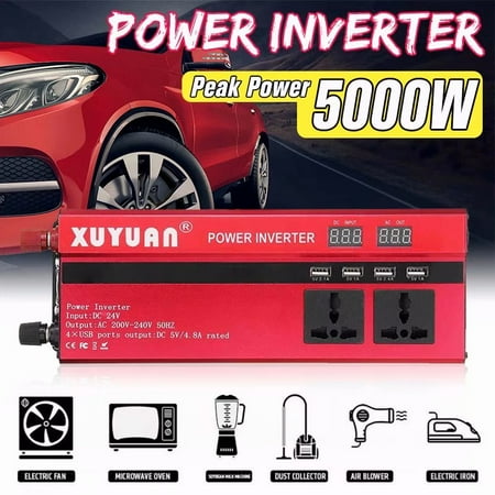 3000w Power Inverter - 3000W DC12V to AC 110V Power Inverter Sine Wave Convert with 4 USB Ports 1 Sockets for Camp Home TV, Fan, Rice Cooker, Computer, Speaker etc.