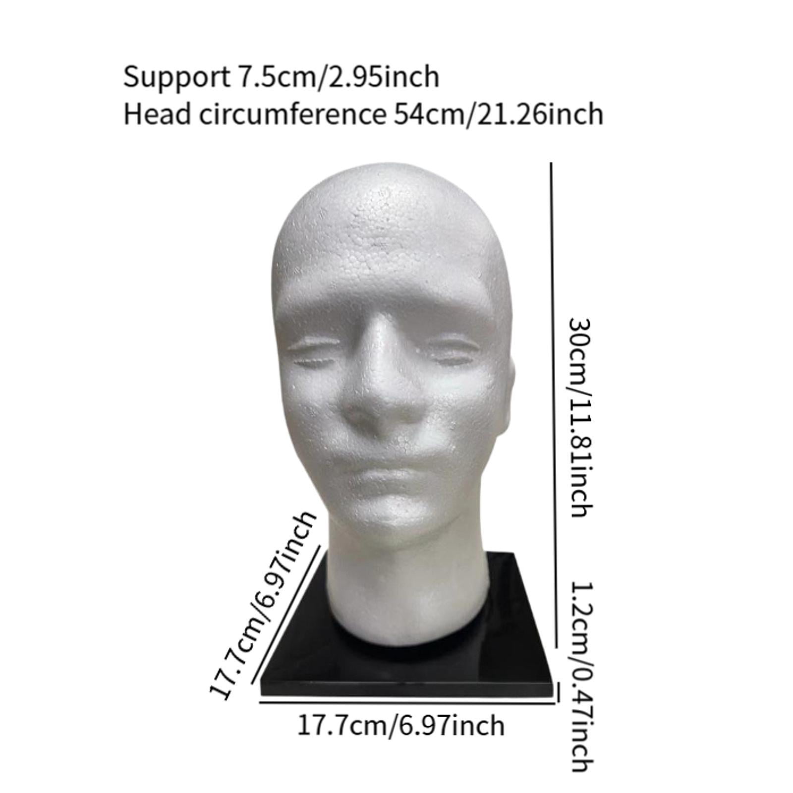 TOOYFUL Foam Mannequin Head,Glasses Hat Display Holder,Lightweight Hairpiece Stand,Manikin Head for Headphone,Home Styling,Barbershop male