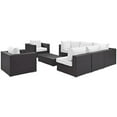 thumbnail image 3 of Modway Convene 8 Piece Outdoor Patio Sectional Set in Espresso White, 3 of 8