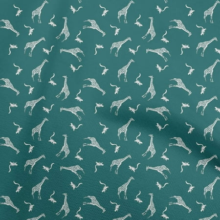 oneOone Cotton Poplin Teal Green Fabric Giraffe Dress Material Fabric Print Fabric By The Yard 42 Inch Wide