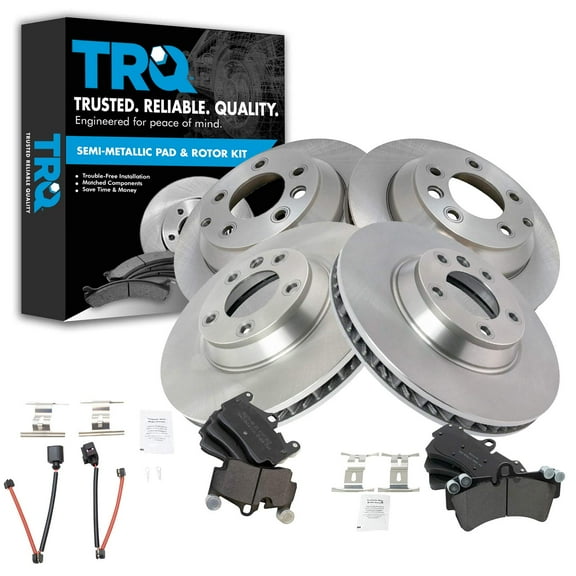 TRQ Front and Rear Brake Pad & Rotor Kit Brake Pads Brake Rotor Semi-Metallic Fits Select 2007-2015 Audi Q7 2003-2010 Porsche Cayenne 2004-2008 Volkswagen Touareg