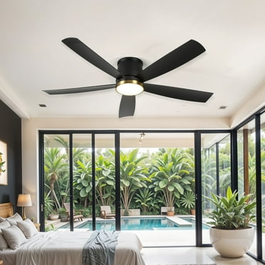 ModFusion 52-Inch Black Gold Ceiling Fan - 5-Blade Design with 6 Speeds and Remote Control
