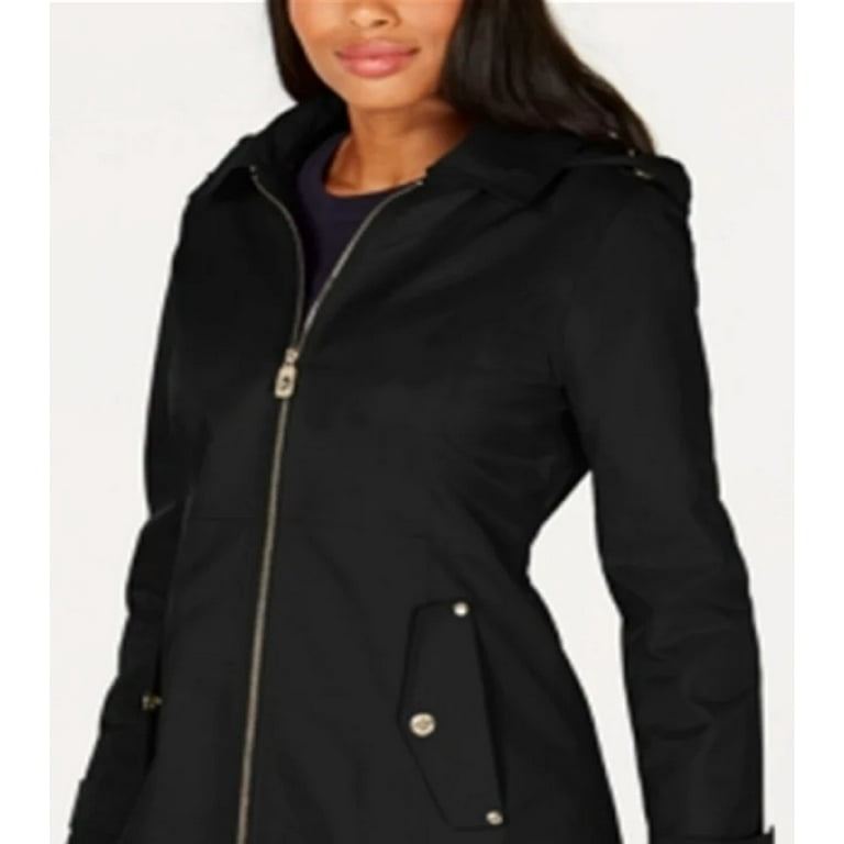 Michael Kors Women s Hooded Raincoat Black Size Large