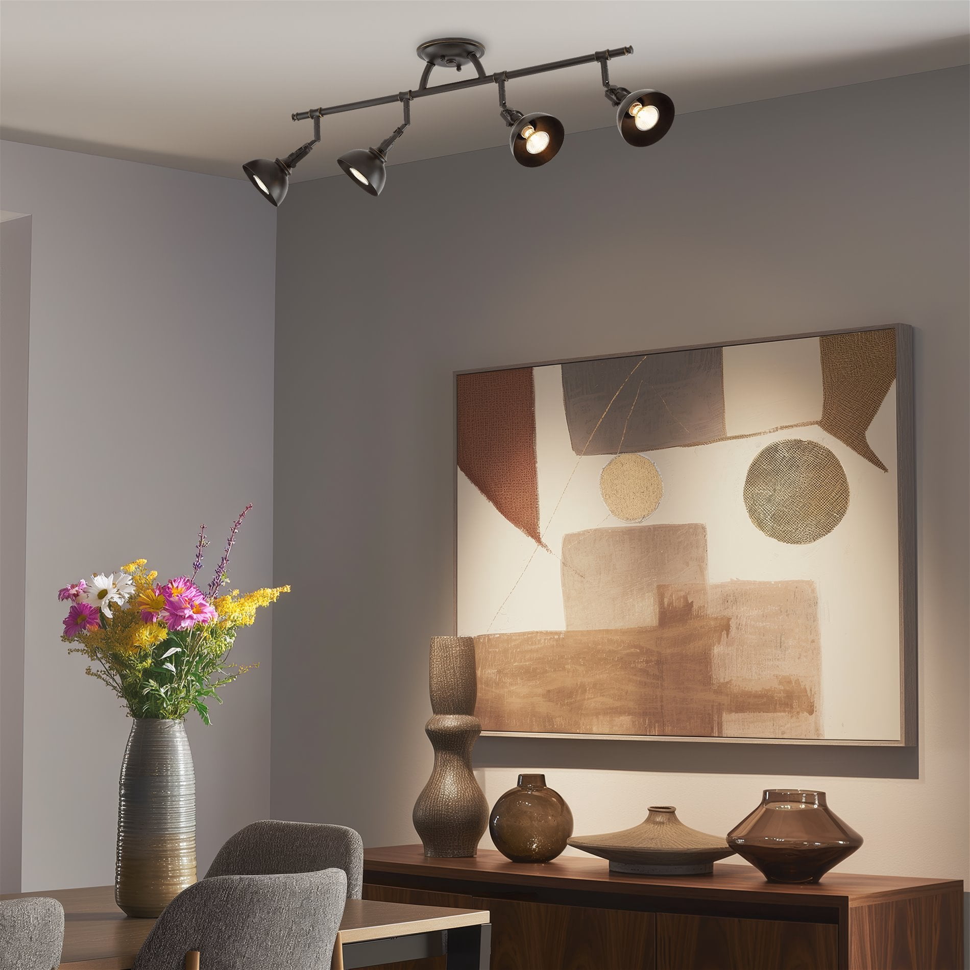 Kira Home Broadway 30" 4-Light Directional Track Lighting, Wall/Ceiling Light + Adjustable Heads, Oil Rubbed Bronze