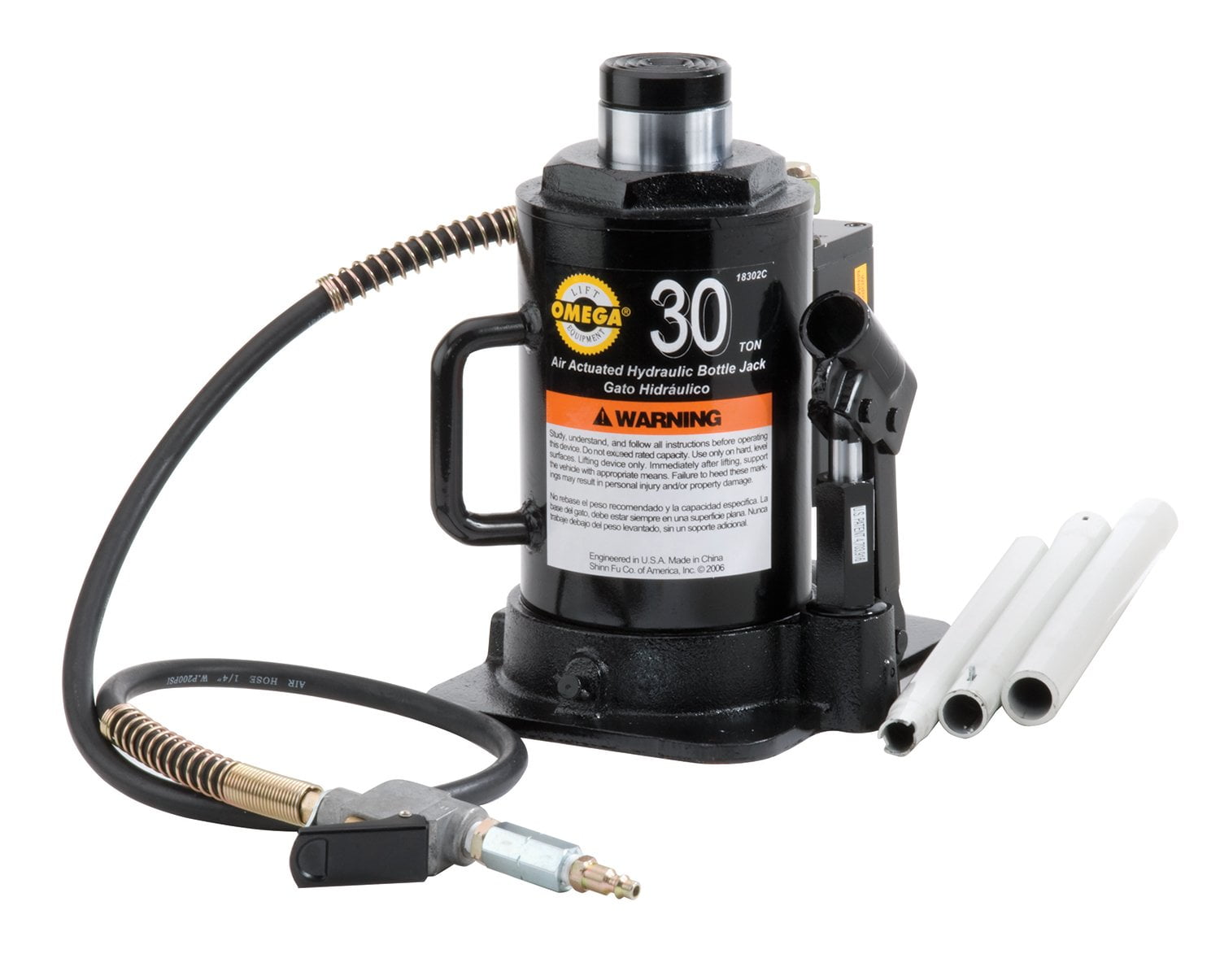 Omega 18302C Black Hydraulic Bottle Jack 30 Ton Capacity