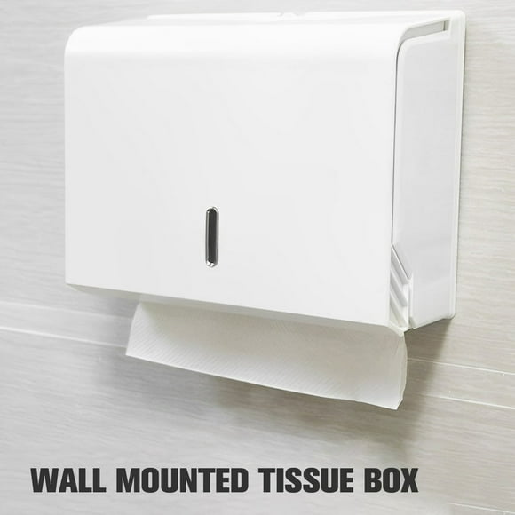 Paper Towel Dispenser 10x7.8inch White Roll Towel Dispenser Wall Mounted Tissue Holder Plastic Durable Tissue Box Holder for Bathroom Kitchen Toilet