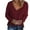 Wine, variant on IROINNID Womens Sweater V-Neck Pullover Sweater Solid Color Loose Mid-Length Long Sleeve Ruched Blouse Tops