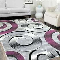 Handcraft Rugs-Swirls/Circles/Spiral Modern Contemporary abstrac tHand Carved Area Rug-Silver/Purple/Gray/Black