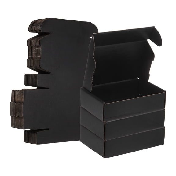 6 x 4 x 1.6 Inch Shipping Boxes, 30 Pack Color Corrugated Cardboard Box Cute Carton Boxes Literature Mailer for Mailing Packaging Small Business Gift Storage, Black