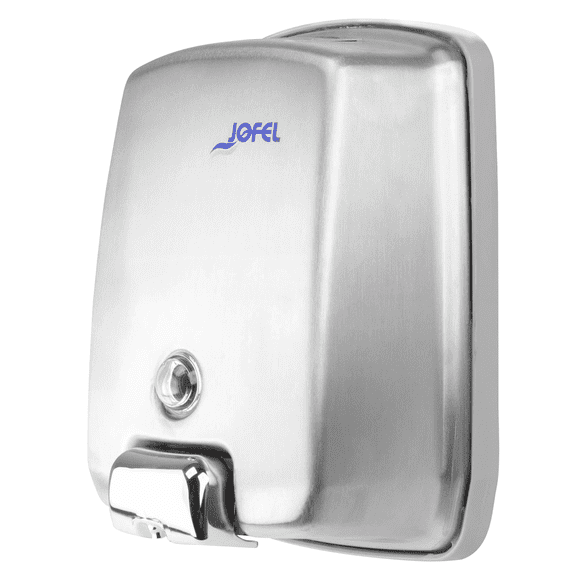 Jofel Despachador De Jabón Líquido Manual de Acero Inoxidable Satinado Futura Para 1L de Líquido Alta Resistencia