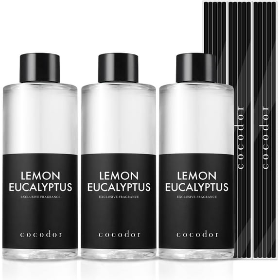 COCODOR Reed Diffuser Oil Refill/Lemon Eucalyptus /6.7oz / 3 Pack/Aromatherapy, Home Fragrance, Scented Oils, Oils for Reed Diffuser, Bathroom Home Decor