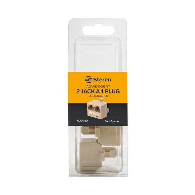 adaptador teléfonico y 2 jacks a 1 plug de 4 contactos