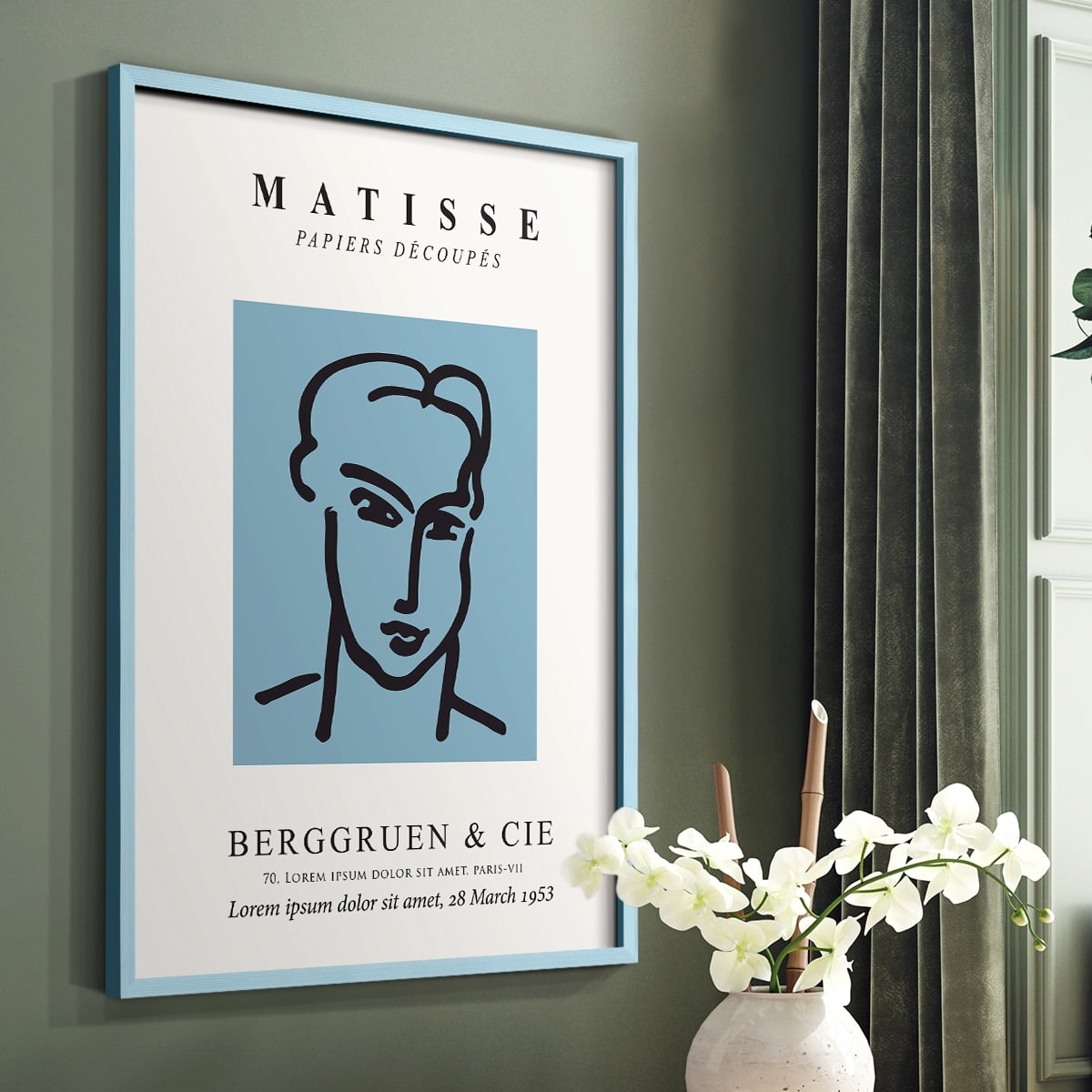 Matisse CXXXVI Framed Print in Blue Solid Wood 11 x 14 Framed Print