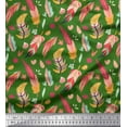 thumbnail image 1 of Soimoi Green Poly Georgette Fabric Artistic Feather Printed Fabric 1 Yard 42 Inch Wide, 1 of 3