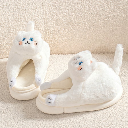 

Mishuowoti slipper for women 2023 Funny Cat Fuzzy Slippers For Women Bedroom Fluffy Slippers House Shoes Cute Animal Indoor And Outdoor Slippers