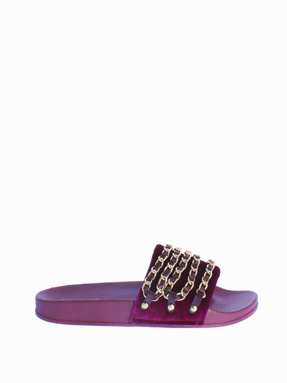 Bamboo Cozy-03 Velvet Slide Sandal in Purple