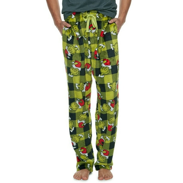 Dr. Seuss - The Grinch Mens Christmas Santa Fleece Pajama Pants with ...
