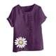 thumbnail image 3 of Vestidos Casuales Para Mujer, Blusas De Mujer De Moda Blusa informal de lino con botones y manga corta estampada para mujer, 3 of 3