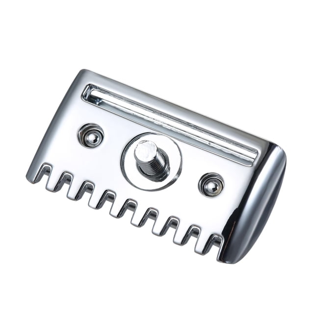Head 1PC Traditional Replacement Safety Head Chrome Scalloped Bar Double Edge Safety Head Shaving Open Comb Head for Men Barber Male Home Use Shaving Tools