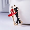 thumbnail image 2 of Dual Dancer Elegant Brooch Oil-dripping Rhinestone Shining Badge Pin Collar Scarf Pin Jewelry, 2 of 8