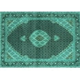 thumbnail image 1 of Ahgly Company Machine Washable Indoor Rectangle Medallion Turquoise Blue Traditional Area Rugs, 3' x 5', 1 of 4