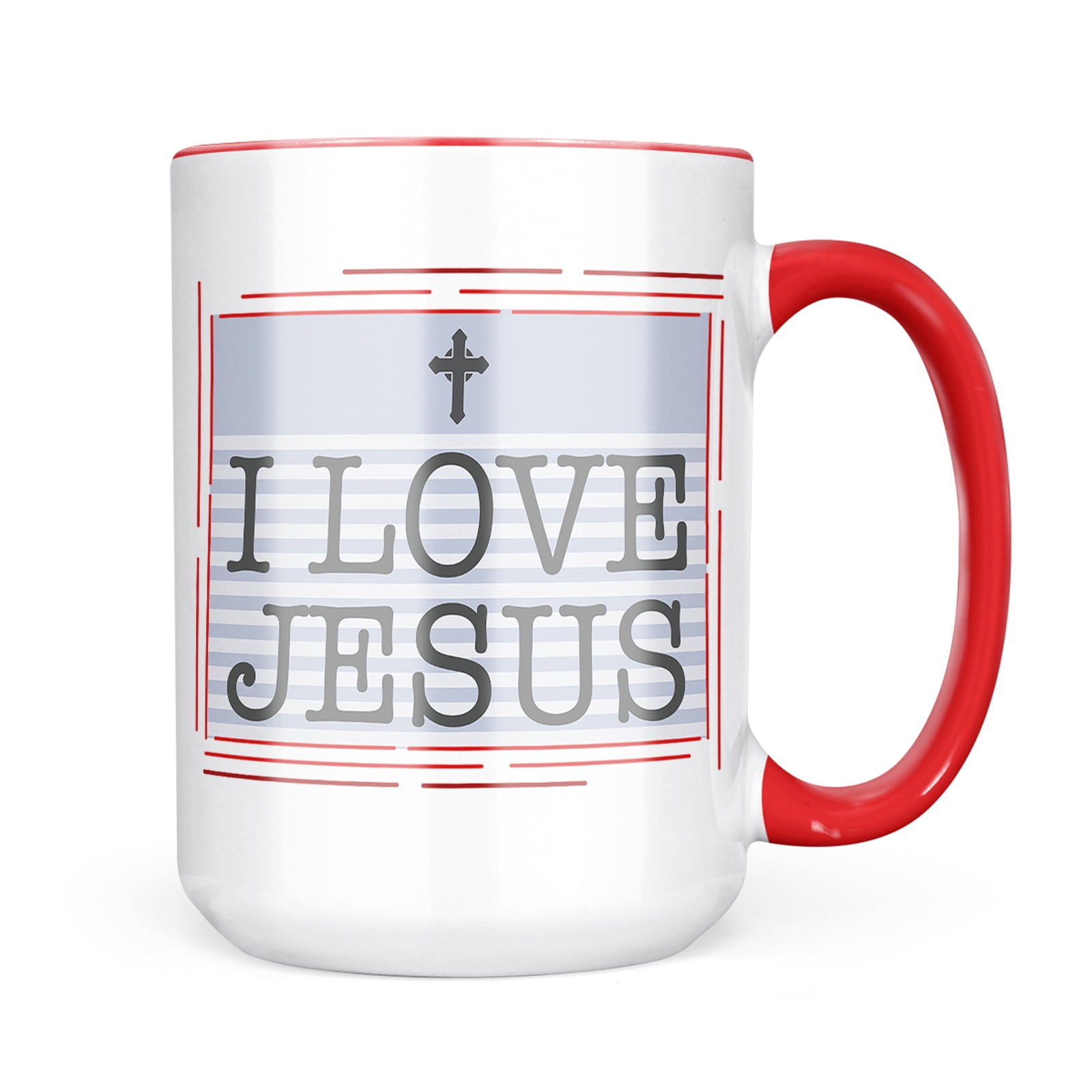 Neonblond I Love Jesus Religious Easter Cross Blue Mug gift for Coffee Tea lovers