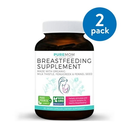 Organic Breastfeeding Supplement with Fenugreek Seed, Fennel Seed & Milk Thistle Vegan Capsules, 60 Ct (Pack of 2)