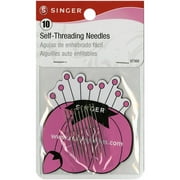 SINGER Steel Self-Threading Hand Needles with Storage Magnet, 10 Count