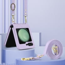 for Samsung Galaxy Z Flip 7 Crossbody Wallet Case with Built-in Card Slots Premium PU Leather Wristlet Strap and Lanyard, Carrying Handbag Phone Case for Samsung Galaxy Z Flip 7 Women Girls, Purple