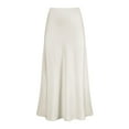 thumbnail image 1 of Jupe Taille Haute pour Femmes, Robe en Satin Uni, Fermeture Éclair Élégante, Midi, 1 of 2