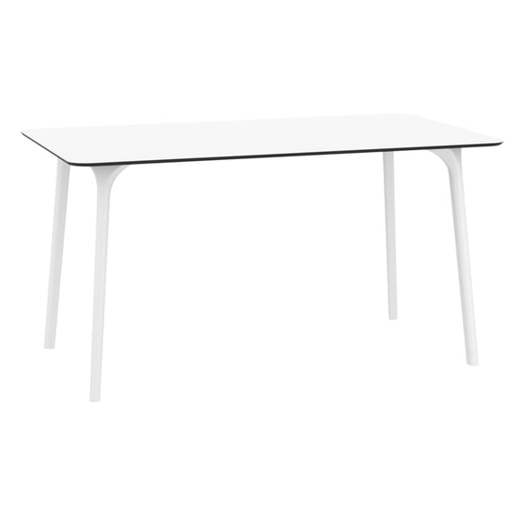 Luxury Commercial Living 55" White Rectangular Laminated Top Outdoor Patio Dining Table